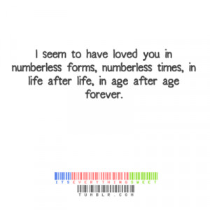 seem to have loved you in numberless forms, numberless times, in ...