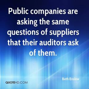 Public companies are asking the same questions of suppliers that their ...