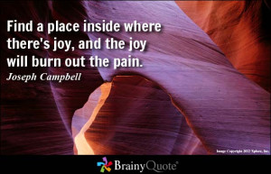 Find a place inside where there's joy, and the joy will burn out the ...