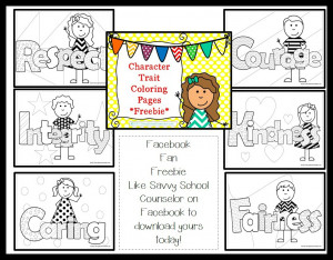 Facebook Fan Freebie- Character Trait Coloring Pages