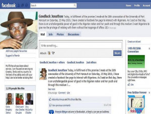 facebook page of Jonathan Goodluck, Nigeria's President