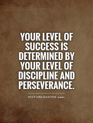 of success is determined by your level of discipline and perseverance ...