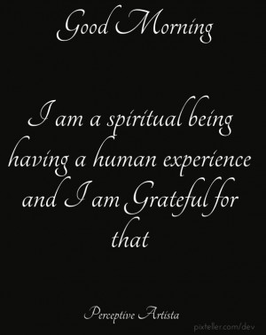 am a spiritual being having a human experience and i am grateful for ...