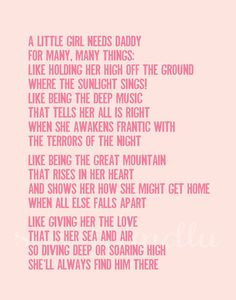 little girl needs Daddy quote printable poster by sophieandlu, $5.00 ...