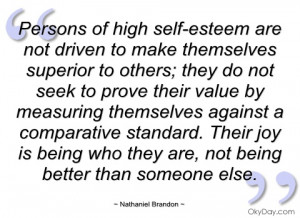 persons of high self-esteem are not driven nathaniel brandon
