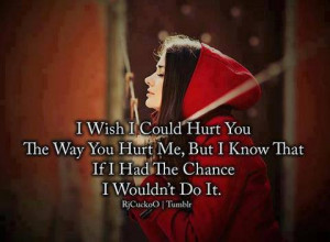 wish I could hurt you the way you hurt me, but I know that if I had ...