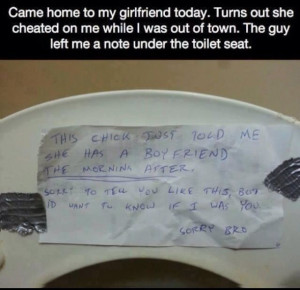 Cheating girl. Clever guy.