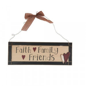 Faith Family Friends Quote Wood Sign Plaque - Rustic Country Home Wall ...