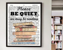 Please be Quiet library art DICTION ARY PRINTABLE Quotes. Book lover ...