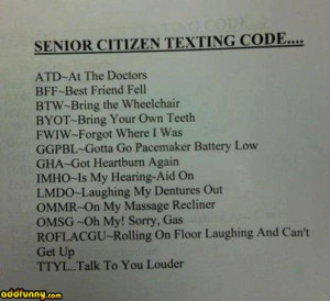 Text code for old people. random