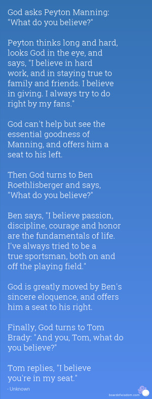 Believe In You Sport Quotes Tom replies, 