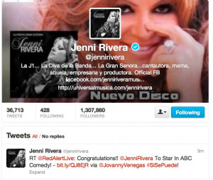 ... prior to her tragic death. Singer Jenni Rivera had re-tweeted RAL
