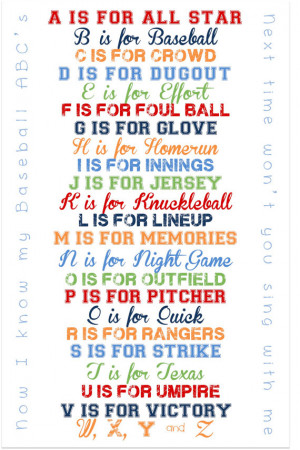 Baseball ABC Print for Nursery or Playroom - 11x17 print - Can do any ...