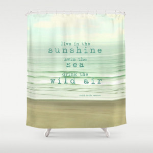 Ocean Shower Curtain, typography, quote, beach, aqua home decor ...