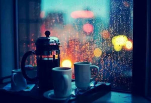 Rainy morning coffee.