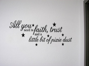 Details about Tinkerbell Faith Trust Pixie Dust Wall Quote Decal Kids ...