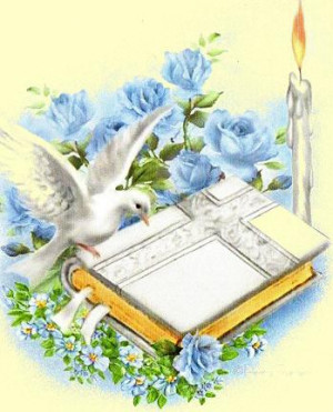 Cross with Dove and Bible