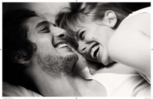 bed, couple, laughing, love