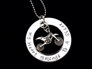 to a Rider – hand stamped pendant with necklace – ATV rider ...
