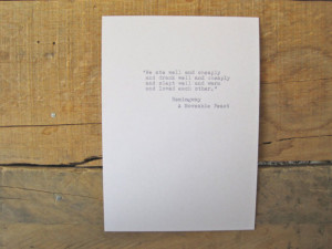 Vintage Typewriter Print. Hemingway Quote. Inspirational Quote.