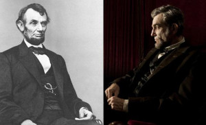 Left: Abraham Lincoln courtesy Library of Congress. Right: Daniel Day ...