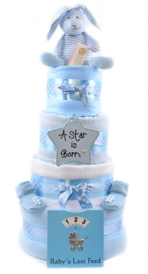 ... Tier deep filled nappy cake baby shower gift Hamper - FAST DELIVERY