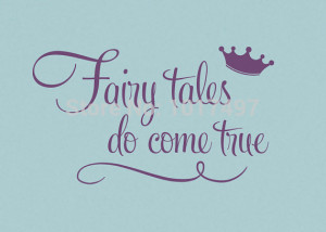Princess with crown wall quote stickers - Fairy tales Do Come True ...