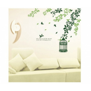 Home Wall Stickers > Bird Cage & Green Plants Wall Sticker