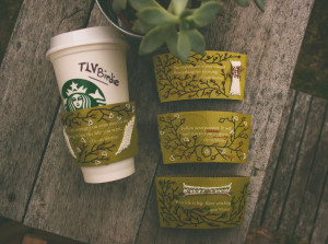 Starbucks cup holders hand stitched embroidery art, emphasizing the ...