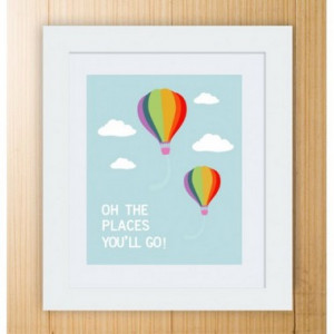 ... CATEGORIES > 'Oh the places you'll go!' Dr Suess Quote Kids Art Print