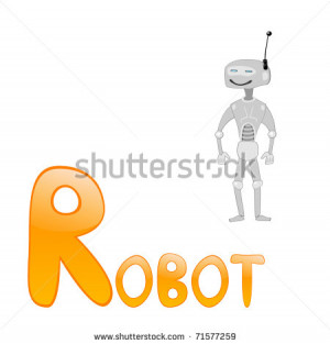 Funny Alphabet For Children Education. Robot - Letter R. Stock Photo ...