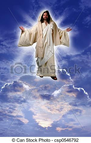 Jesus on a cloud taken up to heaven after his resurrection according ...