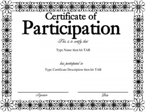 Certificate of Participation in black and white with a modern floral ...