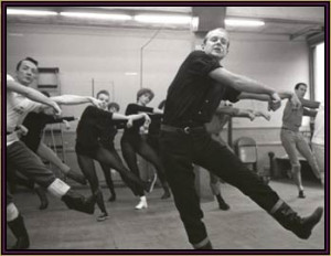Bob Fosse rehearsing with dancers.