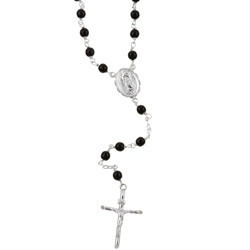 Sterling Silver Rosary Necklace For Men