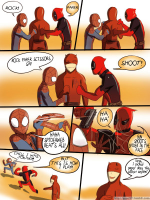 Deadpool myart spider-man Daredevil team red