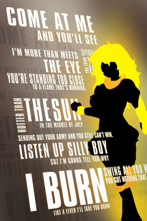 RWBY I BURN Typography Poster by Roberto Blake, inspired by RWBY by ...
