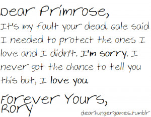 Dear Hunger Games, Rory Hawthorne to Primrose Everdeen