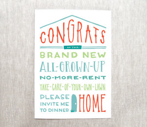 congrats on your new home card - new house card - recycled paper