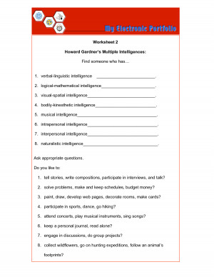 Worksheet 2 Howard Gardner's Multiple Intelligences Find someone by ...