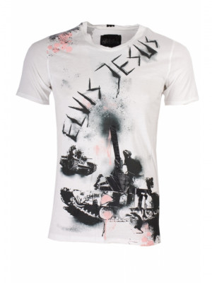 elvis jesus tshirt crew print in white for men