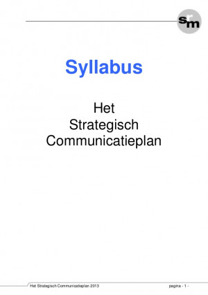 Srm het strategische communicatieplan 2013 syllabus