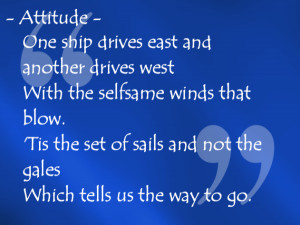 Our attitudes control our lives. Attitudes are a secret power working ...
