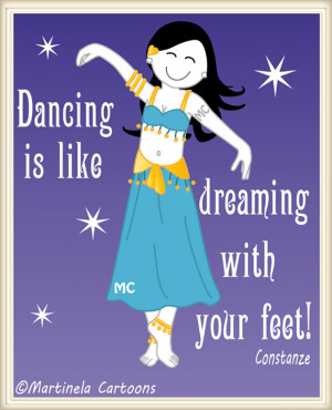 Illustration of a very happy woman dancing with a belly dance outfit ...