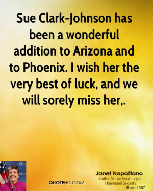 Sue Clark-Johnson has been a wonderful addition to Arizona and to ...