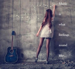 girl, guitar, music, quote