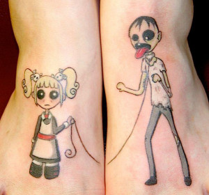 See more Two cute cartoon couple tattoo on feet