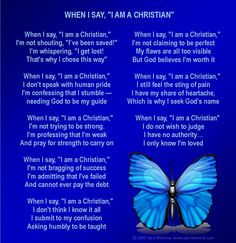 When I say I am a Christian poem with blue butterfly