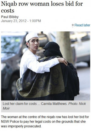AUSTRALIA’S NIQAB LADY FINALLY LOSES OUT, FORCED TO PAY COSTS OVER ...
