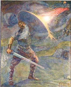 Beowulf and the dragon. Illustration by J. R. Skelton, in Stories of ...